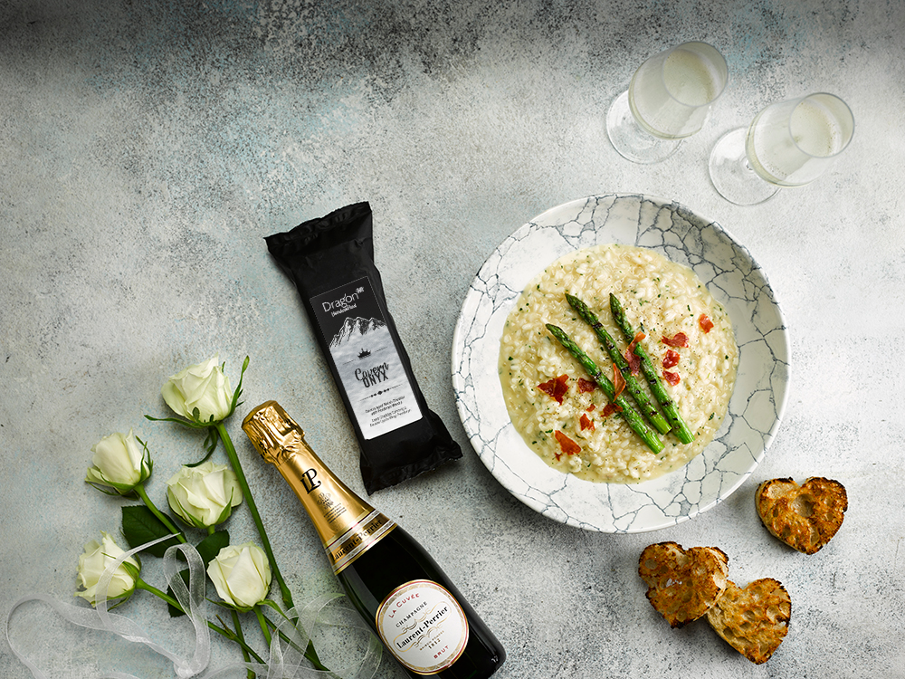 Champagne and Penderyn Whisky Cheddar Risotto